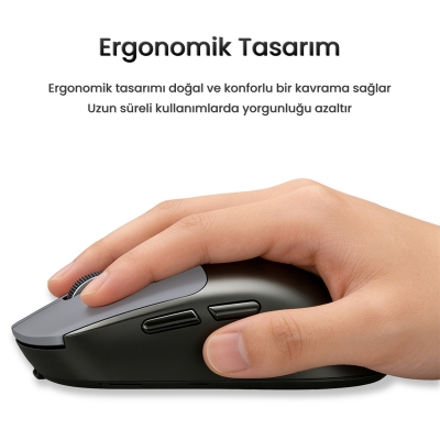 VegGieg G900 Dual-Mode Bluetooth 5.3 ve 2.4GHz 3600DPI Optik Kablosuz Mouse Siyah - 7