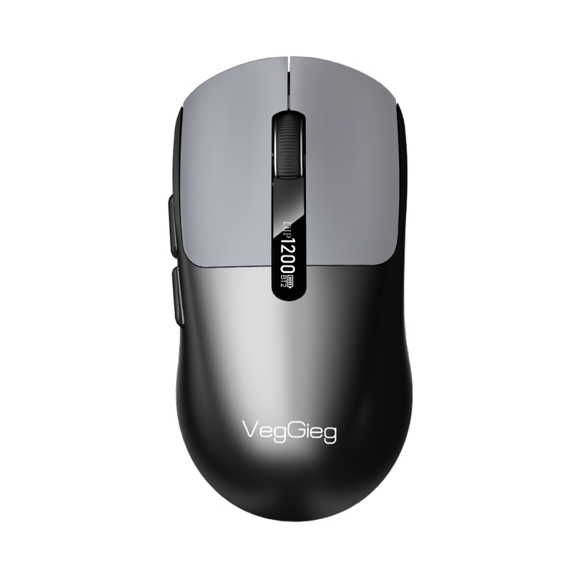 VegGieg G900 Dual-Mode Bluetooth 5.3 ve 2.4GHz 3600DPI Ekranlı Şarjlı Optik Kablosuz Mouse Siyah - 1