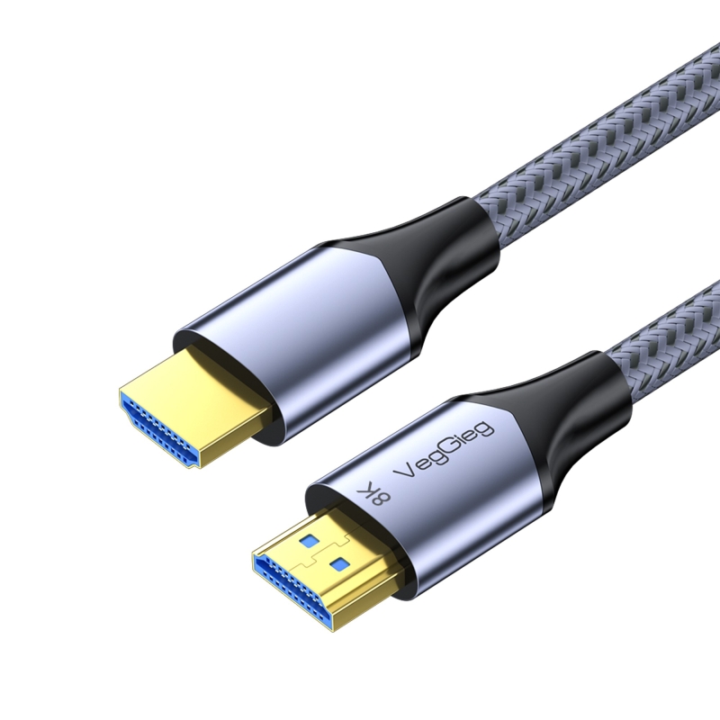 VegGieg HDMI 2.1 8K 60Hz 4K 120Hz 48 Gbps HDR eARC HDCP 2.2 Örgülü Ses ve Görüntü Kablosu 2 Metre - 1