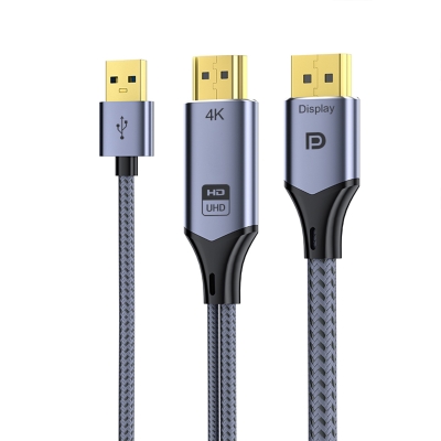 VegGieg HDMI to Displayport DP 4K 60Hz USB Görüntü Aktarma Kablosu 2 Metre - VegGieg