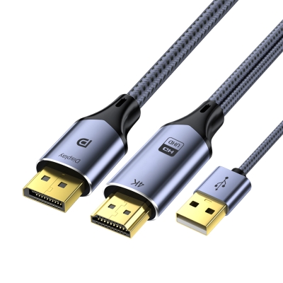 VegGieg HDMI to Displayport DP 4K 60Hz USB Görüntü Aktarma Kablosu 2 Metre - 3