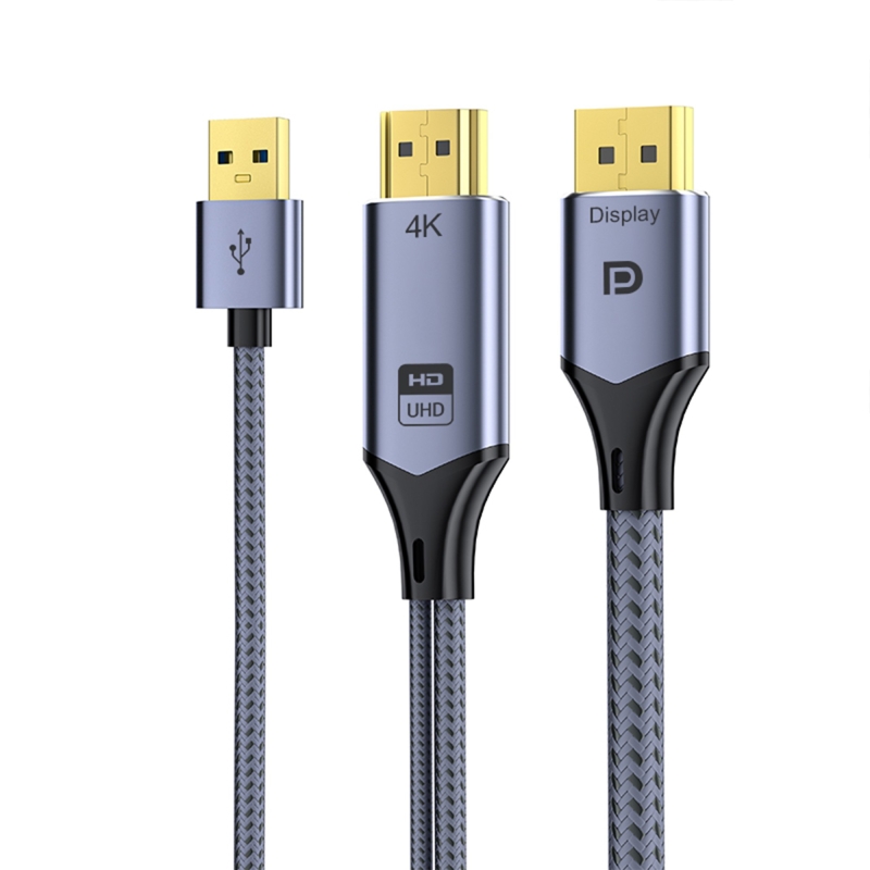 VegGieg HDMI to Displayport DP 4K 60Hz USB Görüntü Aktarma Kablosu 2 Metre - 1