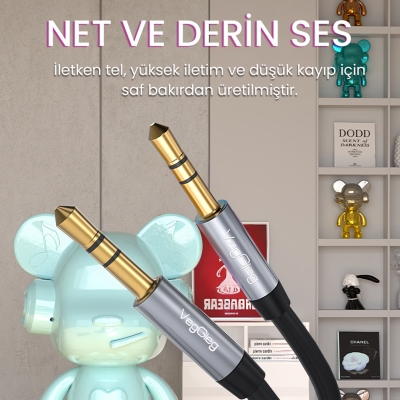 VegGieg Hi-Fi TRS 3.5mm Aux Ses Kablosu 1.5 Metre - 3