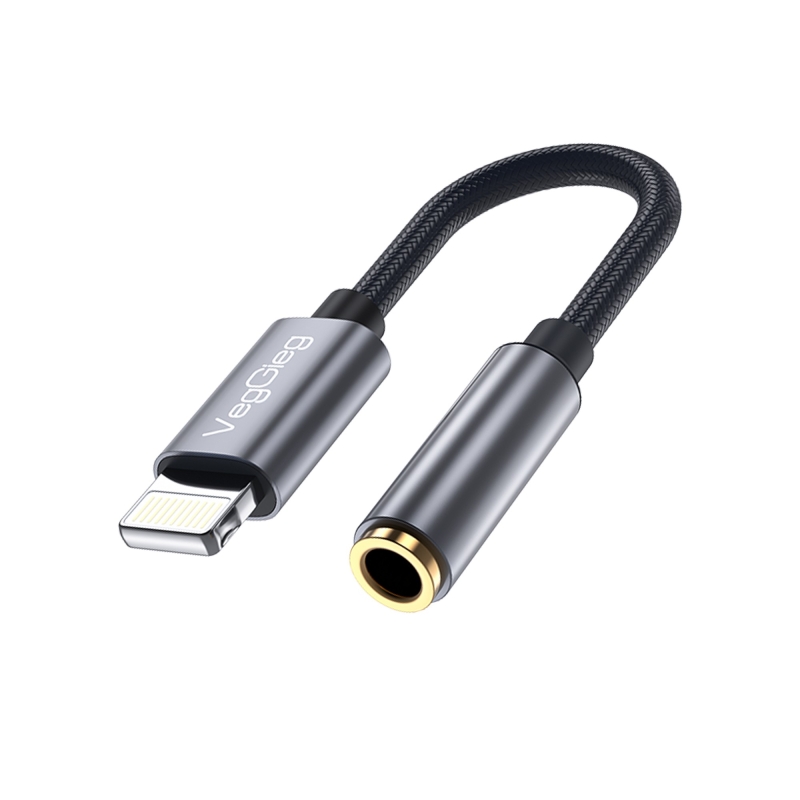 VegGieg iPhone Lightning to 3.5mm Örgülü Kulaklık Dönüştürücü Adaptör - 1