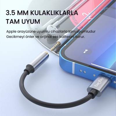 VegGieg iPhone Lightning to 3.5mm Örgülü Kulaklık Dönüştürücü Adaptör - 4