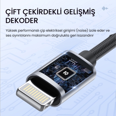 VegGieg iPhone Lightning to 3.5mm Örgülü Kulaklık Dönüştürücü Adaptör - 5
