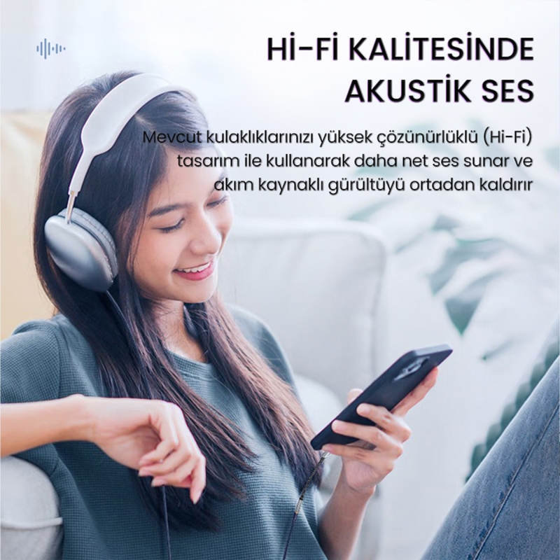 VegGieg iPhone Lightning to 3.5mm Örgülü Kulaklık Dönüştürücü Adaptör - 3