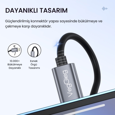 VegGieg iPhone Lightning to 3.5mm Örgülü Kulaklık Dönüştürücü Adaptör - 6