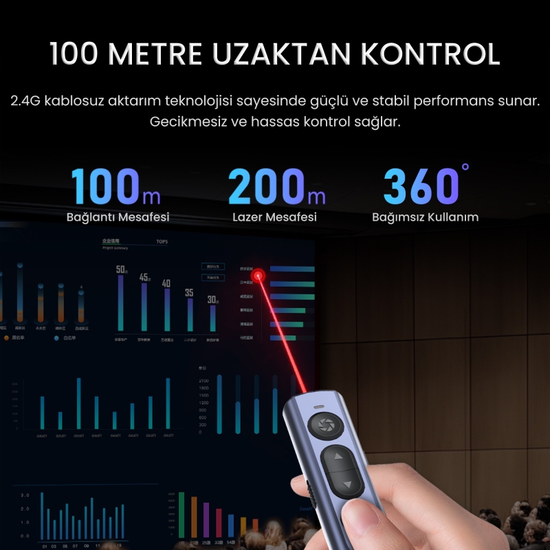 VegGieg Kırmızı Lazer Presenter Kablosuz Sunum Kumandası - 3