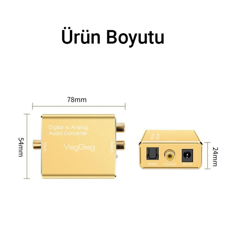 VegGieg Koaksiyel Toslink Optik Dijital to 3.5mm RCA Analog Ses Çevirici Adaptör - 5