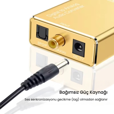 VegGieg Koaksiyel Toslink Optik Dijital to 3.5mm RCA Analog Ses Çevirici Adaptör - 2