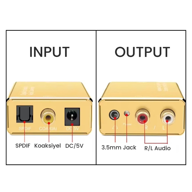 VegGieg Koaksiyel Toslink Optik Dijital to 3.5mm RCA Analog Ses Çevirici Adaptör - 3