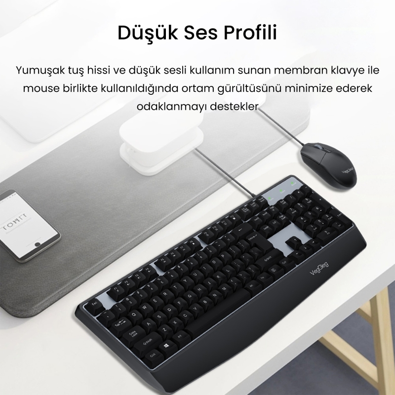 VegGieg MK500A Kablolu Türkçe Q Klavye Mouse Seti Siyah - 2
