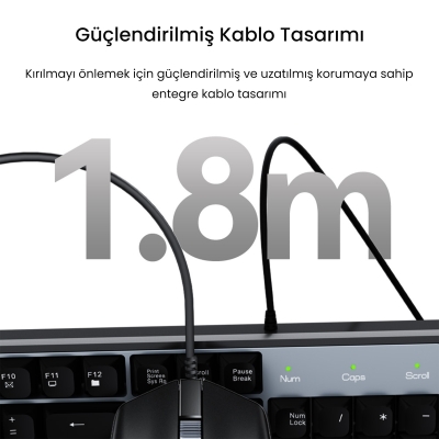 VegGieg MK500A Kablolu Türkçe Q Klavye Mouse Seti Siyah - 4