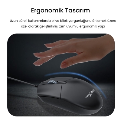 VegGieg MK500A Kablolu Türkçe Q Klavye Mouse Seti Siyah - 6