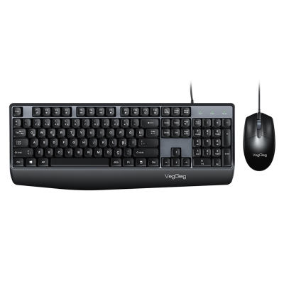 VegGieg MK500A Ergonomik Kablolu Türkçe Q Klavye Mouse Seti Siyah - VegGieg