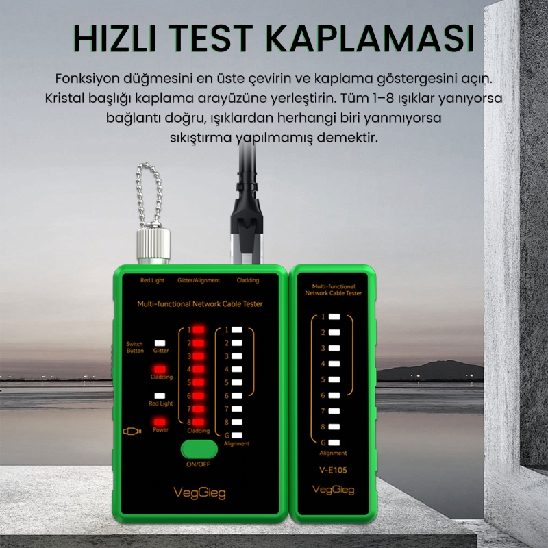 VegGieg Multi Fonksiyonel Fiber Optik RJ45 Network Ethernet Ağ Kablo Test Cihazı - 3