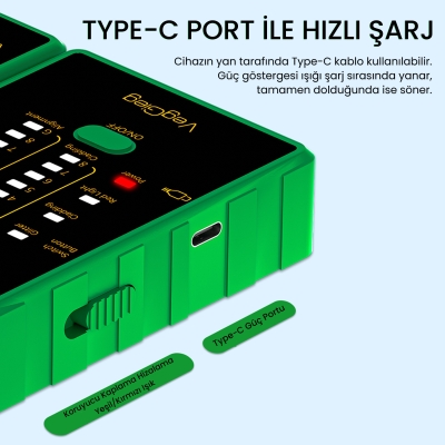VegGieg Multi Fonksiyonel Fiber Optik RJ45 Network Ethernet Ağ Kablo Test Cihazı - 5