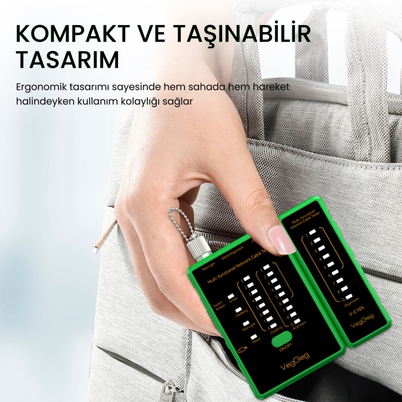 VegGieg Multi Fonksiyonel Fiber Optik RJ45 Network Ethernet Ağ Kablo Test Cihazı - 8