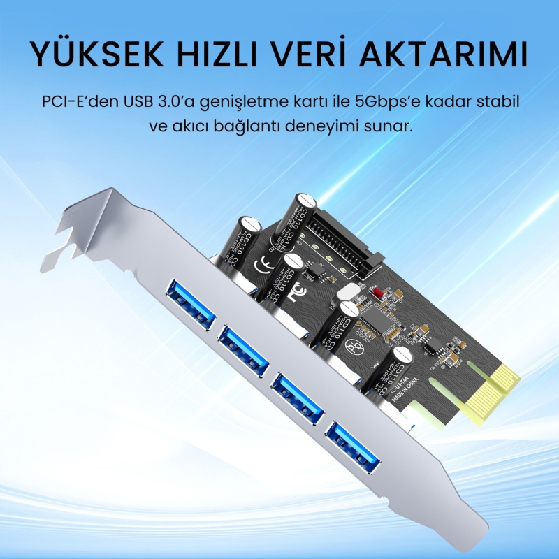 VegGieg PCI-E Express 4 Portlu USB 3.0 Hub Çoklayıcı Kart - 2
