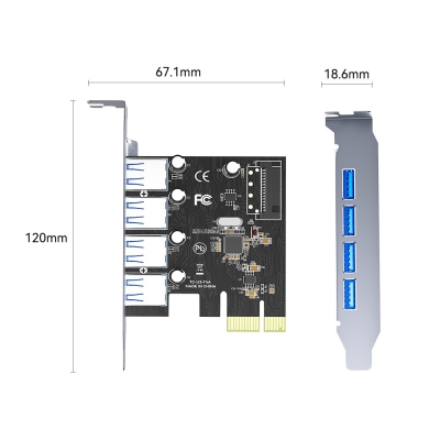 VegGieg PCI-E Express 4 Portlu USB 3.0 Hub Çoklayıcı Kart - 8