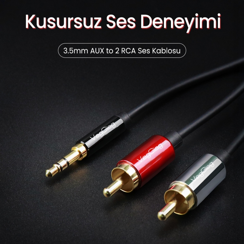 VegGieg 3.5mm AUX to 2 RCA Ses Kablosu 3 Metre - 2