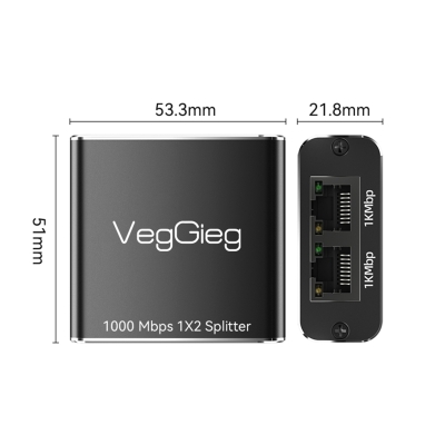 VegGieg 1 Giriş 2 Çıkış RJ45 Gigabit Ethernet Çoklayıcı Splitter Adaptör - 8