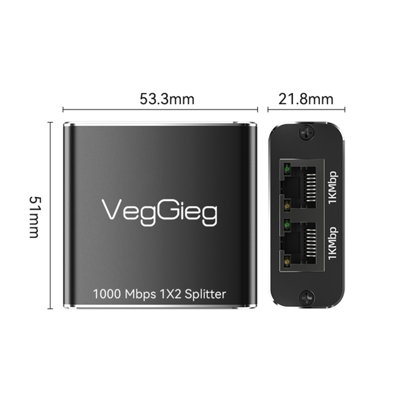 VegGieg 1 Giriş 2 Çıkış RJ45 Gigabit Ethernet Çoklayıcı Splitter Adaptör - 8