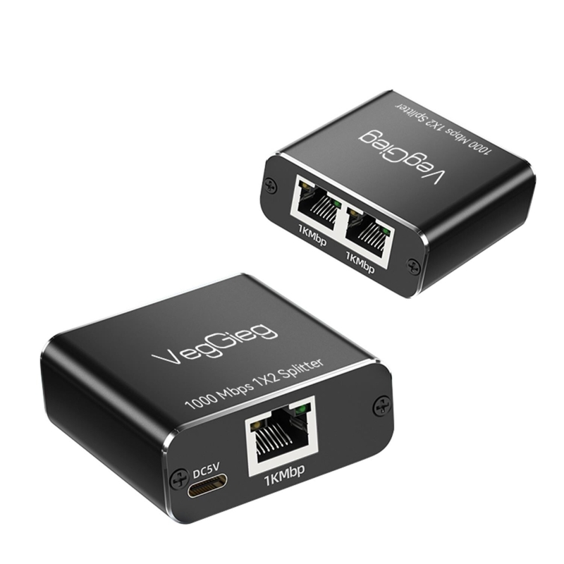 VegGieg 1 Giriş 2 Çıkış RJ45 Gigabit Ethernet Çoklayıcı Splitter Adaptör - 9