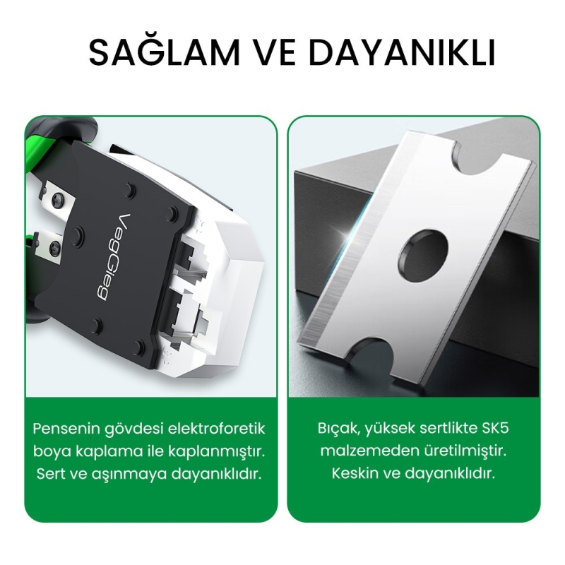 VegGieg RJ45 RJ11 RJ12 Jack Çakma Pensesi 6P/8P Ağ ve Telefon Kablosu Jak Kesme Soyma Sıkma Aleti - 7