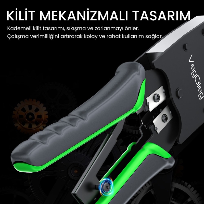 VegGieg RJ45 RJ11 RJ12 Jack Çakma Pensesi 6P/8P Ağ ve Telefon Kablosu Jak Kesme Soyma Sıkma Aleti - 9