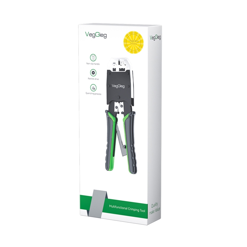 VegGieg RJ45 RJ11 RJ12 Jack Çakma Pensesi 6P/8P Ağ ve Telefon Kablosu Jak Kesme Soyma Sıkma Aleti - 12