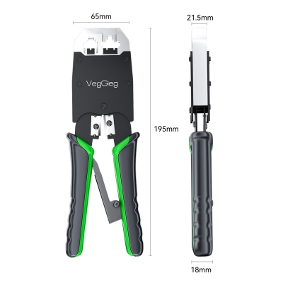 VegGieg RJ45 RJ11 RJ12 Jack Çakma Pensesi 6P/8P Ağ ve Telefon Kablosu Jak Kesme Soyma Sıkma Aleti - 10