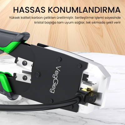 VegGieg RJ45 RJ11 RJ12 Jack Çakma Pensesi 6P/8P Ağ ve Telefon Kablosu Jak Kesme Soyma Sıkma Aleti - 5