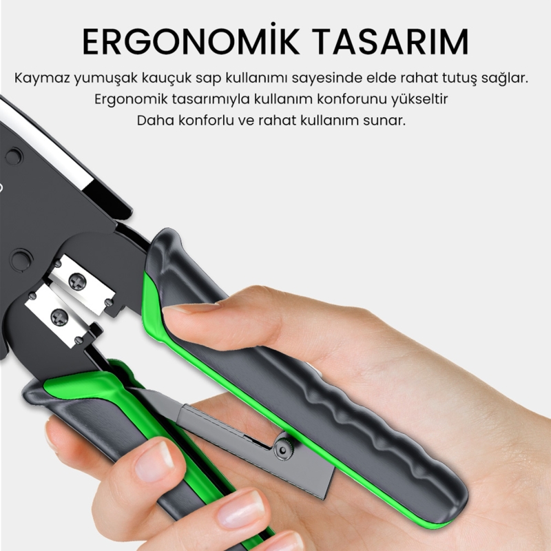 VegGieg RJ45 RJ11 RJ12 Jack Çakma Pensesi 6P/8P Ağ ve Telefon Kablosu Jak Kesme Soyma Sıkma Aleti - 7
