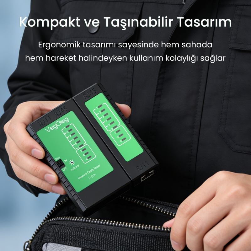 VegGieg RJ45 RJ11 Uyumlu CAT6 CAT7 CAT8 Poe Destekli Network Ethernet Kablo Test Cihazı - 5