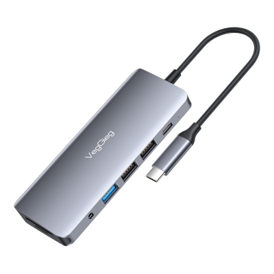 VegGieg Type-C to HDMI VGA Ethernet AUX 1*USB 3.0 2*USB PD100W TF SD Kart Okuyucu Çoklayıcı Dönüştürücü - VegGieg