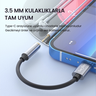 VegGieg Type-C to 3.5mm Kulaklık Dönüştürücü Çevirici Adaptör - 4