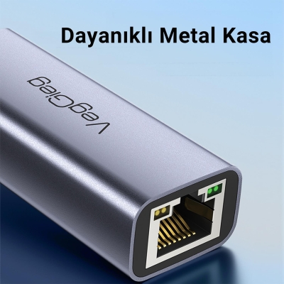 VegGieg Type-C 1000Mbps Gigabit Ethernet Adaptörü PC Mac Konsol Tv Box Uyumlu - 5