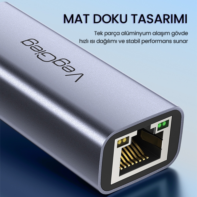 VegGieg Type-C 1000Mbps Gigabit Ethernet Adaptörü PC Mac Konsol Tv Box Uyumlu - 3