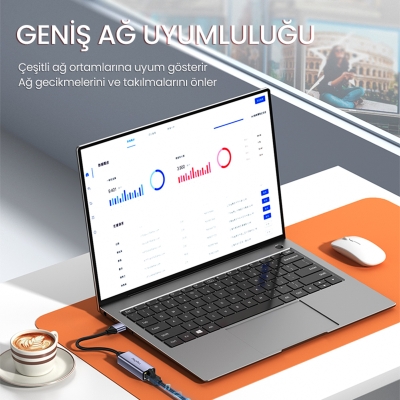 VegGieg Type-C 1000Mbps Gigabit Ethernet Adaptörü PC Mac Konsol Tv Box Uyumlu - 4