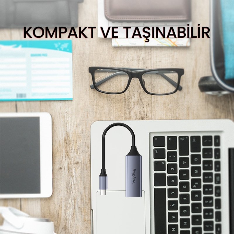 VegGieg Type-C 1000Mbps Gigabit Ethernet Adaptörü PC Mac Konsol Tv Box Uyumlu - 7