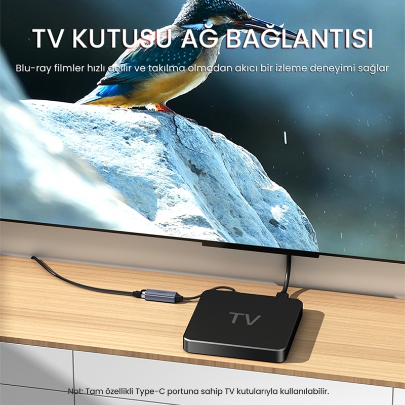 VegGieg Type-C 1000Mbps Gigabit Ethernet Adaptörü PC Mac Konsol Tv Box Uyumlu - 6
