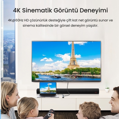 VegGieg Type-C PD 100W 5 Portlu 4K 60Hz HDMI Gigabit Ethernet USB 3.0 Çoklayıcı Hub - 4
