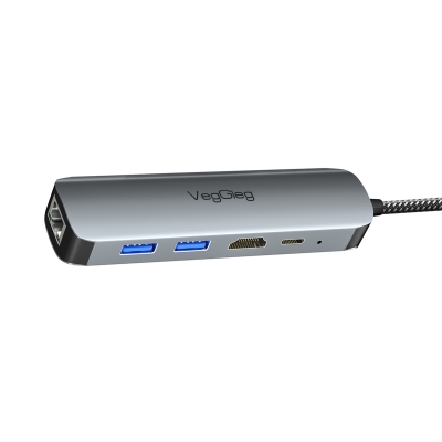 VegGieg Type-C PD 100W 5 Portlu 4K 60Hz HDMI Gigabit Ethernet USB 3.0 Çoklayıcı Hub - 6