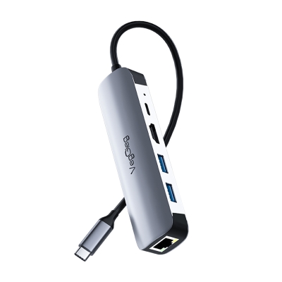 VegGieg Type-C PD100W 5 Portlu 4K 30Hz HDMI 100Mbps Ethernet USB 2.0 + USB 3.0 Çoklayıcı Hub - VegGieg