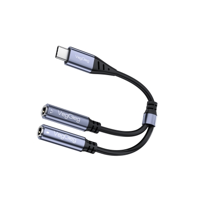 VegGieg Type-C to 3.5mm Aux ve Mikrofon Dönüştürücü Adaptör DAC Chip HiFi Ses Kartı - 7