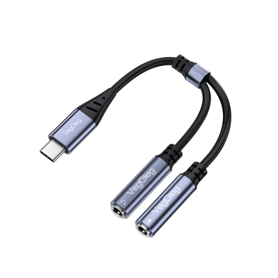 VegGieg Type-C to 3.5mm Aux ve Mikrofon Dönüştürücü Adaptör DAC Chip HiFi Ses Kartı - VegGieg