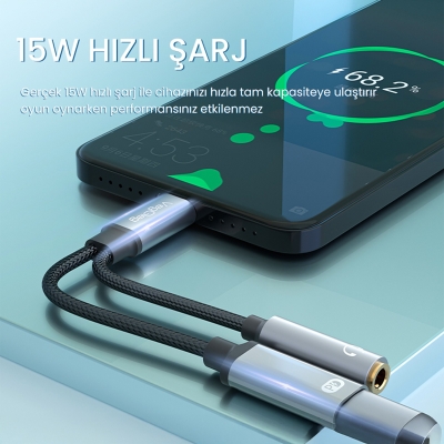 VegGieg Type-C to 3.5mm Kulaklık ve Type-C Şarj Dönüştürücü Adaptör - 3