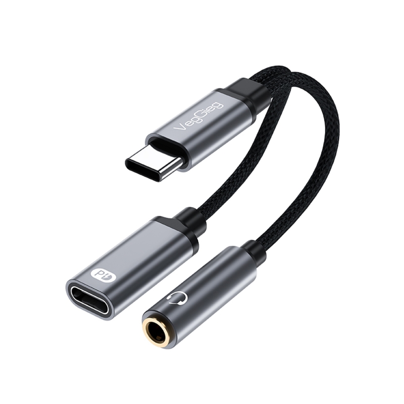 VegGieg Type-C to 3.5mm Kulaklık ve Type-C Şarj Dönüştürücü Adaptör - 1
